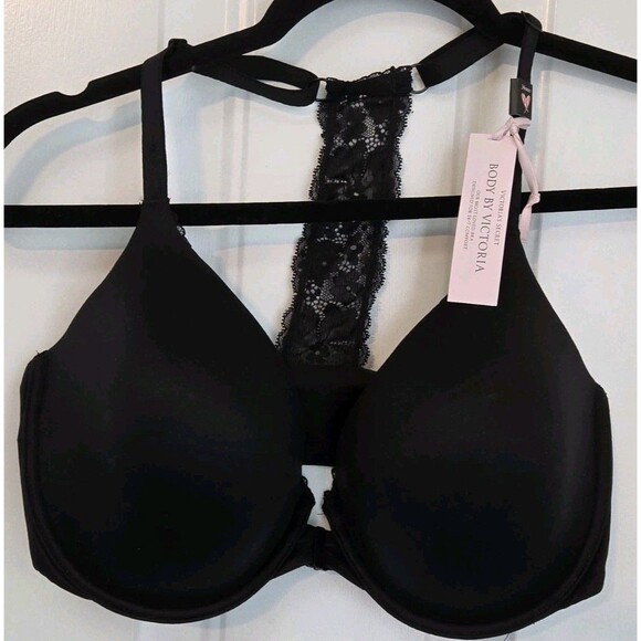 Victoria's Secret Other - Victoria's Secret Body By Victoria Black Racerback Demi Bra Lace  34DDD